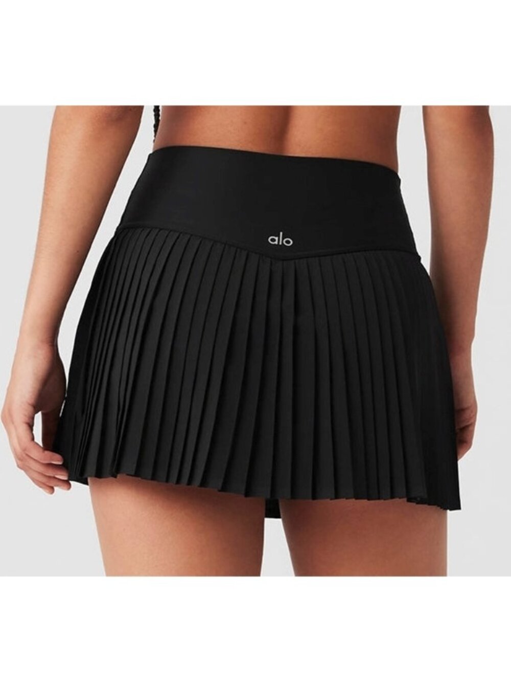 Alo Airlift Grand Slam Tennis Skirt Black Pleated High-Rise Waist Skort Mini L